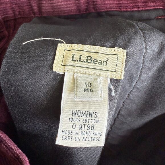 L.L. Bean Pants Womens 10‎ Reg  Burgandy Corduroy Straight Leg High Rise Pockets - Picture 3 of 3